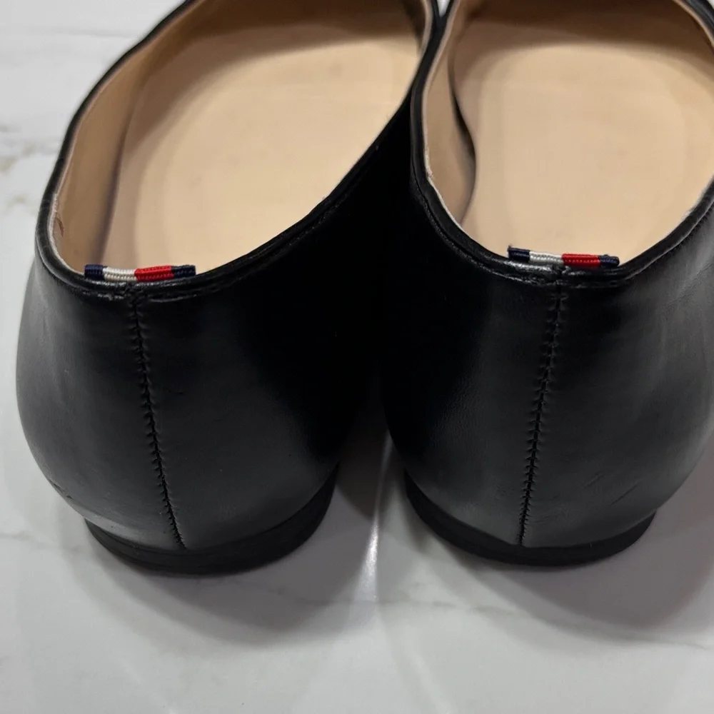 Tommy Hilfiger Black Leather Flats with Logo